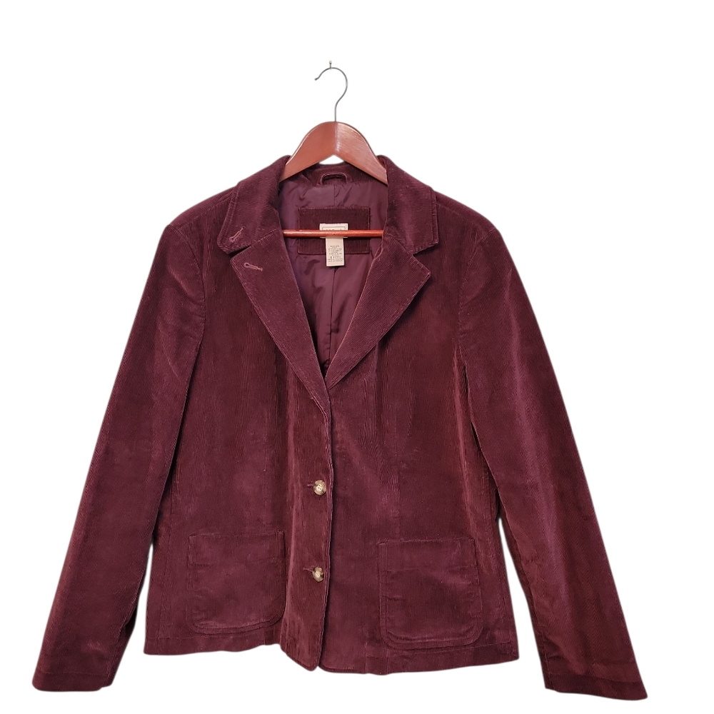 L.L. Bean Womens Deep Wine Size 18 Classic Corduroy Farmhouse Country Jacket‎ - Picture 2 of 12
